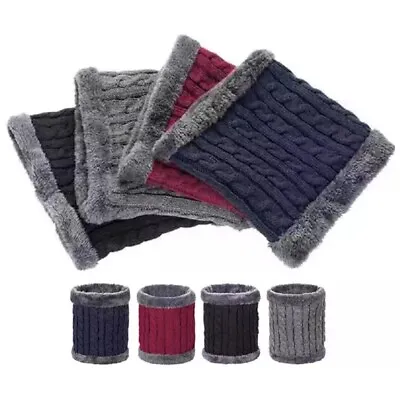 Cable Knit Fur Trim & Fur Lined Winter Neck Warmer Scarf Warm Men's Women' Walk • £3.99