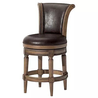 Maven Lane Pullman Counter Stool Walnut Finish W/ Marksman Saddle Vegan Leather • $299.99