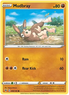 $0.99 • Buy Mudbray Common Pokemon Card 096/185 Vivid Voltage