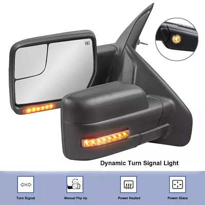 Pair Power Heated Tow Mirrors For 2004-2014 Ford F150 W/Dynamic Streamer Signal • $110.95