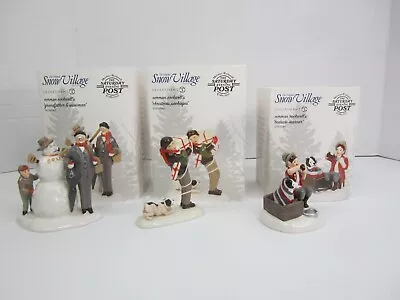 Lot Of 3 Department 56 Snow Village Rockwell Saturday Post  Grandfather Boys Dog • $59.99