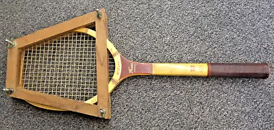 Vintage Wilson Jack Kramer Strata-Bow Wood Tennis Racket & Press • $23.99