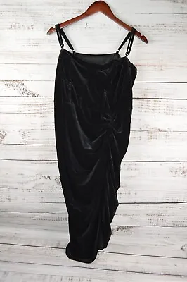 Cider Solid Black Velvet Ruched Dress Women's 2XL XXL 2X NWT • $12.99