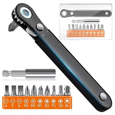 Right Angle Offset Screwdriver Set Mini Ratchet 90 Degree Ratcheting Low Profile • $16.20