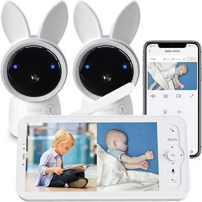 View Details ARENTI AI Nanny 2-Cam 5  LCD Monitor 2K Video Pan Tilt Baby Monitor In White • 79.99£