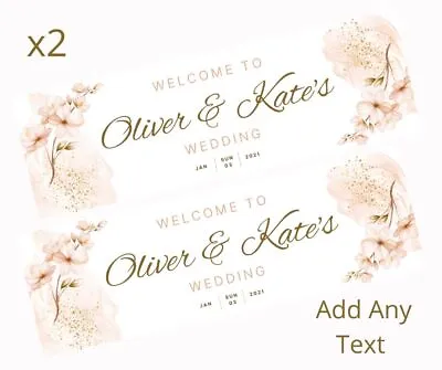 £5.95 • Buy 2x Personalised WEDDING Banners LARGE Party Poster Flowers ADD ANY TEXT