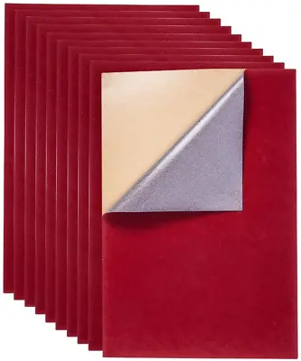 BENECREAT 20PCS Velvet Dark Red Fabric Sticky Back Adhesive Felt A4 Sheet 21cm X • £18.21