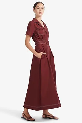 $289 • Buy NWT Staud Millie Dress Cotton/Elastane Size 8 In Bordeaux $325