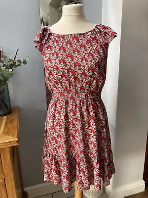 Warehouse Red & Black Floral Tea Dress UK 14 • £23