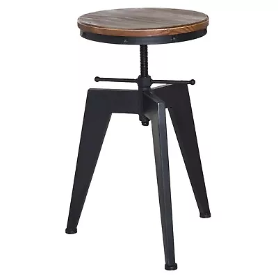 £54.99 • Buy Bar Stool Swivel Chair Industrial Wooden Top Adjustable Height Pine Wood Steel