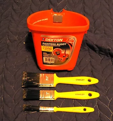 Painters Buddy 1 Litre Kettle With Magnetic Holder With 3 Stanley Paint Brushes • £8.99