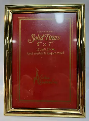 Rectangle Picture Frame 5x7 Hand Polished Vintage NOS Solid Brass Lacquer Coated • $19.73