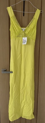£25 • Buy Topshop Cami Satin And Lace Midi Dress In Lime - Size 6 BNWT