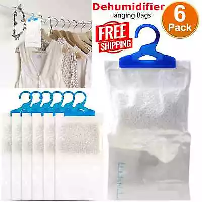 Wardrobe Dehumidifier Hanging Bags Lemon Scented Moisture Absorber Pack Of 6. • £6.99