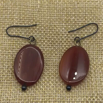 Vintage Carnelian Disk Stone Natural Earrings  • $7.49