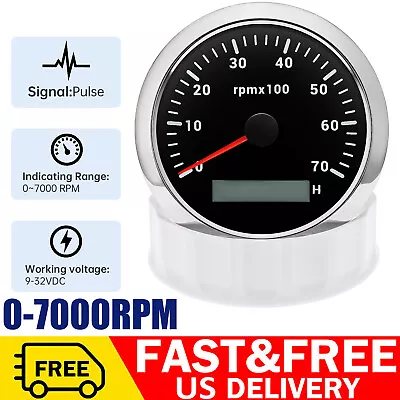 85mm Waterproof Tachometer 0-7000RPM Gauge For Marine Boat Car Truck SUV ATV US  • $35.89