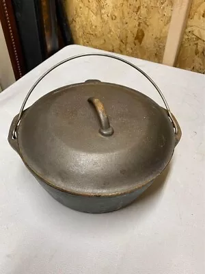 Vintage Lodge ??? 8 DO 10 1/4  Cast Iron Dutch Oven And 10 1/4 Lid • $55