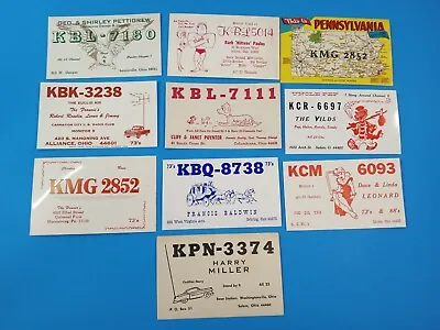Lot Of 10 Vintage HAM/CB Amateur Radio QSL Cards Call Sign Postcards Card • $19.95