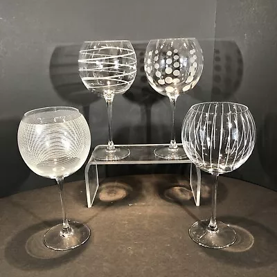 Mikasa Cheers Balloon Wine Glasses Set Of 4 Goblets 9 1/8” Tall Multi Motif • $34.99