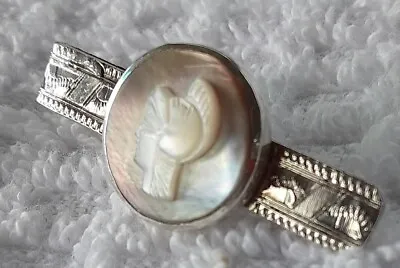 Vintage Sterling Silver Roman Soldier Shell Cameo Tie Clip • $10.49