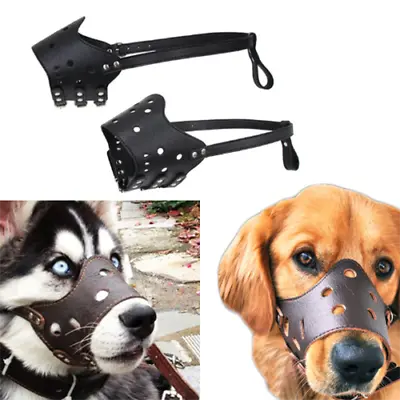 £5.99 • Buy Black Leather Dog Muzzles Adjustable Quality Leather And Fastenings  UK SELLER