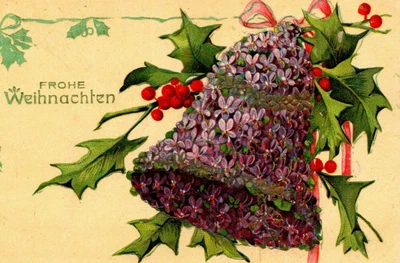 £2.01 • Buy Postcard Froe Weihnachten German Merry Christmas Purple Flowers Bell Holly