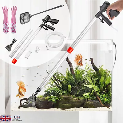 £24.59 • Buy Fish Tank Gravel Cleaner Kit Pump Siphon Water Clean Set With Gloves And Net UK