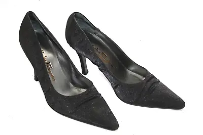 SALVATORE FERRAGAMO Boutique Women Shoes Sz 39C Europe 8.5C Black Canvas. S8971 • $154.28