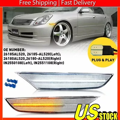 For 03-06 Infiniti G35 Base X Sedan LED Front Bumper Side Marker Light Amber 2pc • $30.99