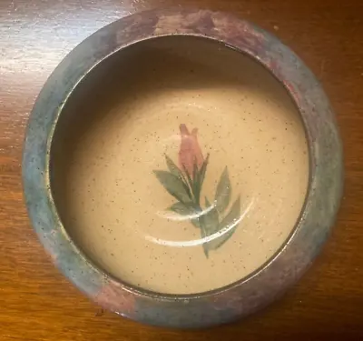 Malsnee Pottery Vase Basin Signed Woodstock Georgia 1999 Moddled Glaze Floral • $6.55