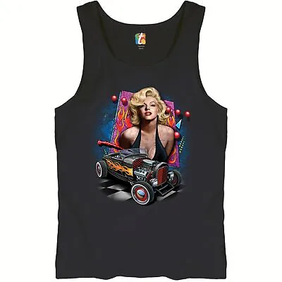 Marilyn Monroe Hot Rod Tank Top Vintage Route 66 Drag Racing Men's Top • $25.95