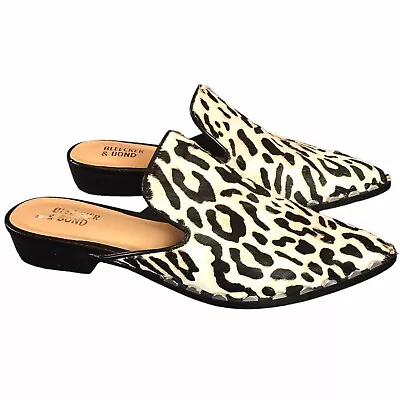 Bleeker & Bond Simone Mules 6 Leopard Studded Low Heel Slide On Mile Calf Hair • $5