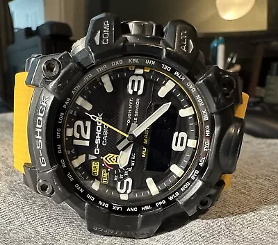 CASIO GWG-1000 MudMaster Solar/Atomic/Triple Sensor 200M 56mm Yellow Band- EXC • $225