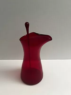 Vtg Midcentury Modern Whitefriars Ruby Red Cocktail Martini Mixer Pitcher #9508 • $49.99