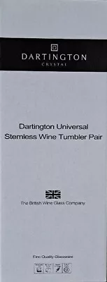 Boxed Pair Of Dartington Universal Stemless Wine Tumblers. • £10