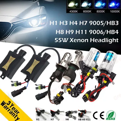 55W H1 H3 H4 H7 H8/H11 9005 9006 Car HID Xenon Headlight Bulb Ballast Error Free • $14.20