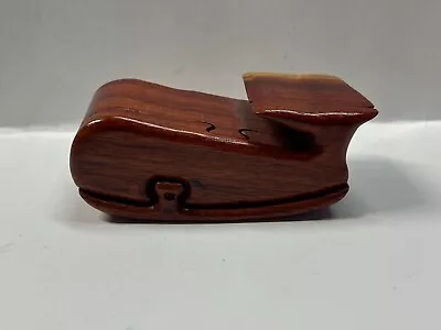 Handmade Carved Wood Whale Secret Compartment Puzzle Trinket Box Costa Rica • $8.99