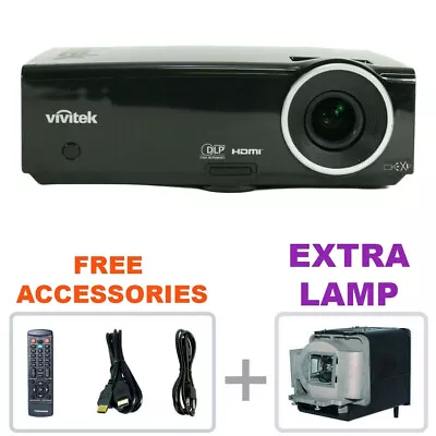 REFURBISHED ViviTek D837 DLP Projector Home Theater HD HDMI W/bundle +EXTRA LAMP • $158.95