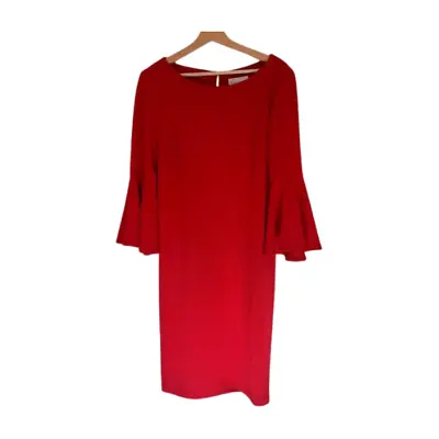 New Ronni Nicole QVC  Flared Sleeve Dress  Red Size  12 • £11.59