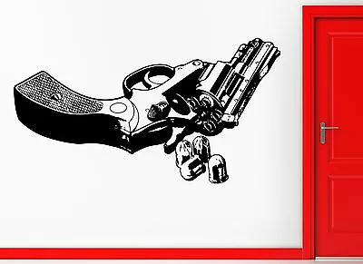 Wall Stickers Vinyl Decal Revolver Gun With Bullets Military Weapon (z2364) • $69.99