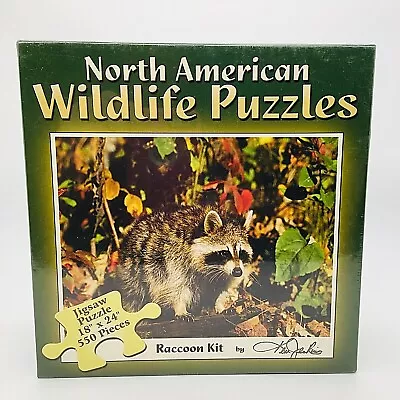 North American Wildlife Puzzles Raccoon Kit 550 Pcs Made In USA Factory Seal New • $12.76