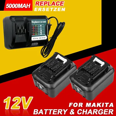 2XBattery+Charger Set 5.0Ah BL1051B 1040B BL1021B DC10WD For Makita 12V 10.8v • £105.44