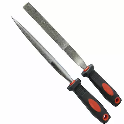 £3.99 • Buy  2pc Diamond File Set 120mm Half Round Taper &  Flat Stone Glass  Metal