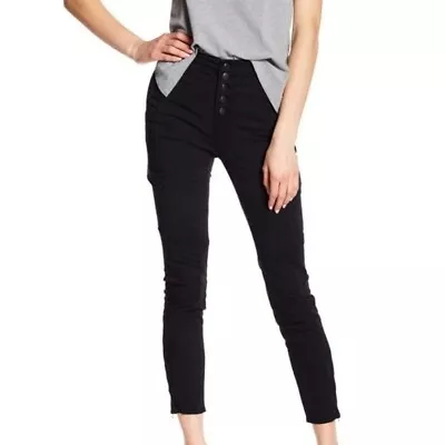 J Brand Black Bridgette Sky High Exposed Button Fly Crop Pants 30 • $68.78