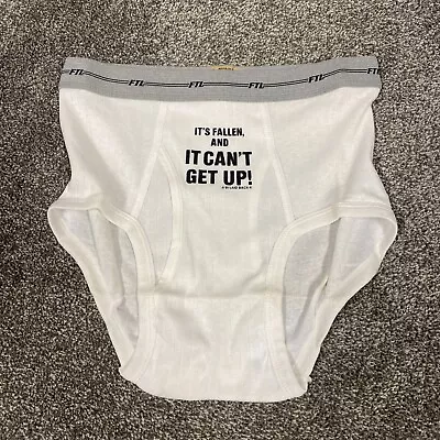 Vintage Rare Fruit Of The Loom It’s Fallen And It Can’t Get Up Briefs Sz M White • $47.99