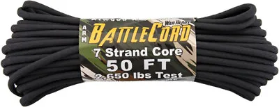 Parachute Cord ARM BattleCord Black 50 Ft Length. 7 Strand Core. 2650 Lbs Test. • $12.88