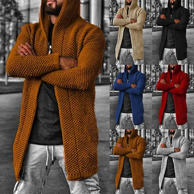 Mens Knitted Long Sleeve Cardigan Sweater Jacket Casual Winter Warm Coat Outwear • $54.76