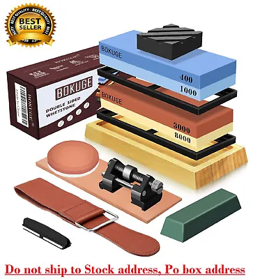 9PCS Knife Sharpening Stone Kit Dual Whetstone 400 1000 3000 8000 Grit Sharpener • $34.74