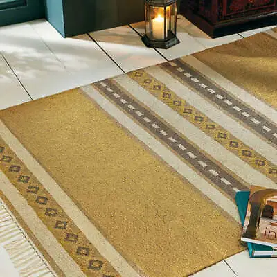 Patterned Recycled PET Yarn Rug - Yellow • £127