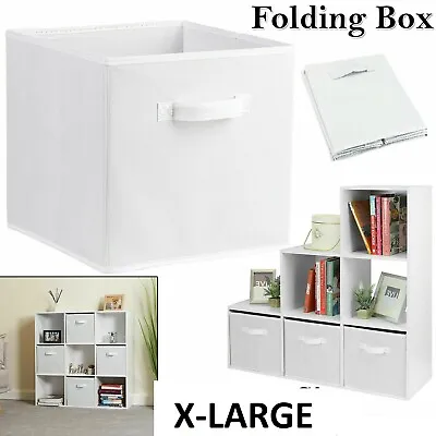4x Foldable Canvas Storage Collapsible Folding Box Fabric Cube Cloth Basket Ba • £10.95